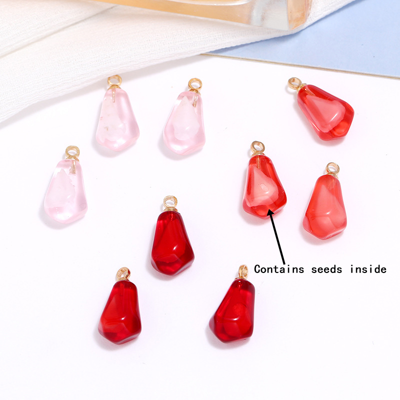 Resin Art Earrings - 10 Stück Granatapfel-Samen-Harz-Anhänger, Obst-Charms für DIY-Ohrring,