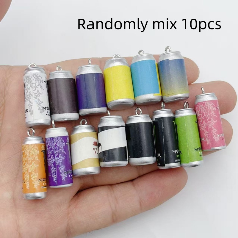 Resin Art Love - 10 Stück Mini-Simulations-Getränkedosen-Harzanhänger, bunte Nachbildungen von
