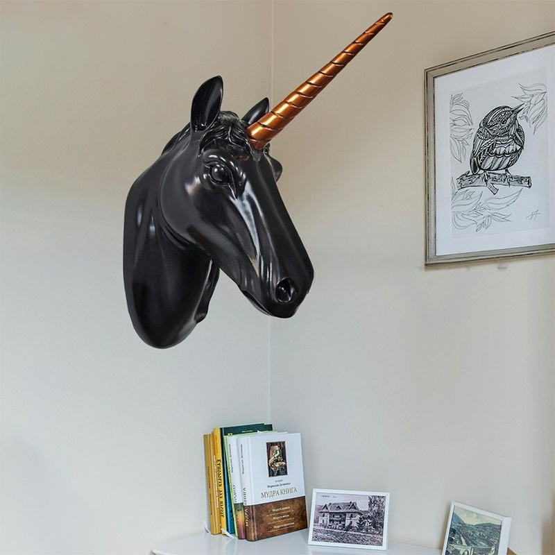 Background Resin Art - Einhorn-Pferdekopf Wandkunst, 3D-Tierfigur aus Harz für