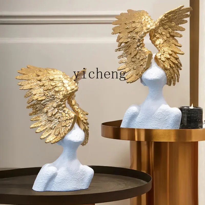 Resin Art Home Decor - u18 modernes, schlichtes, hochwertiges abstraktes Kunst-Flügelengel-Ornament