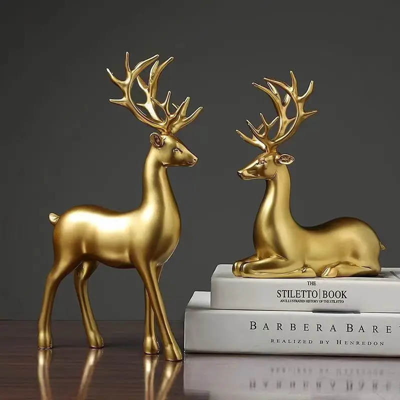 Resin Art Table - Hirschstatue, stehend und sitzend, Kunstharz-Skulptur, Rentier-Figur,