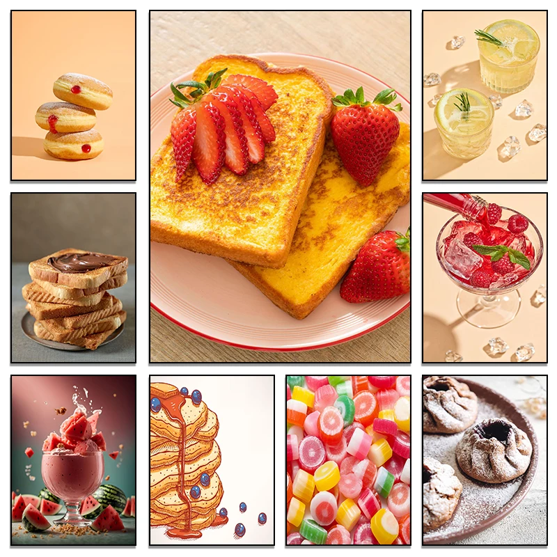Resin Art Kitchen - Französische Gebäckstücke, Beeren, Blaubeeren, Kuchen, Crêpes,