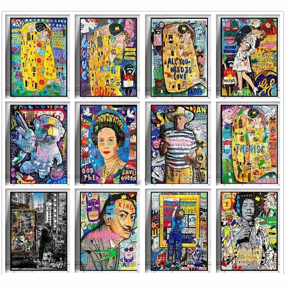 Resin Art Home Decor - Banksy Kunst Gustav Klimt Kuss Graffiti