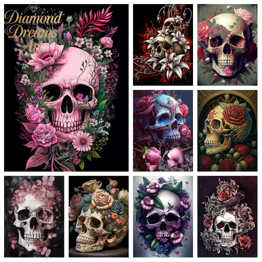 Resin Art With Rose - Rahmenloses Halloween-Totenkopf-Diamantbild, mexikanische Kunst zum Tag