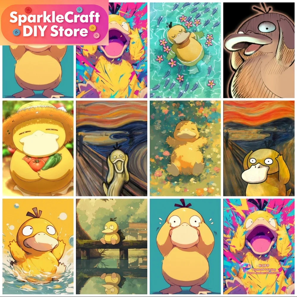 Resin Art Home Decor - 1 Stück rahmenloses Psyduck Cartoon 5D
