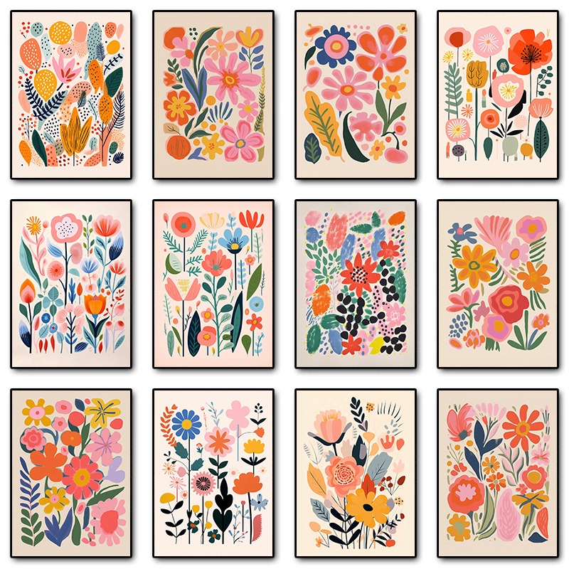 Resin Art Flower - Vintage Mid-Century Blumenillustrationen Poster und Drucke